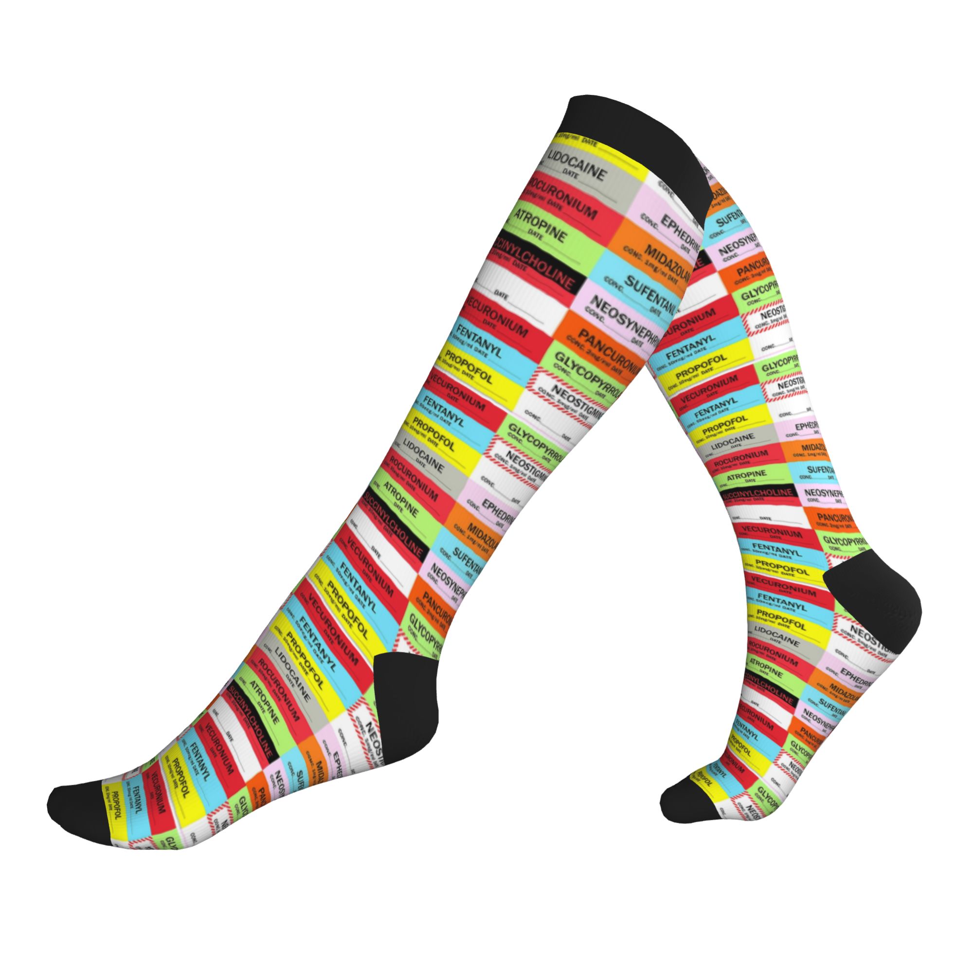 Medical Label - Novelty Printed Anesthesia Medication Labels Socks